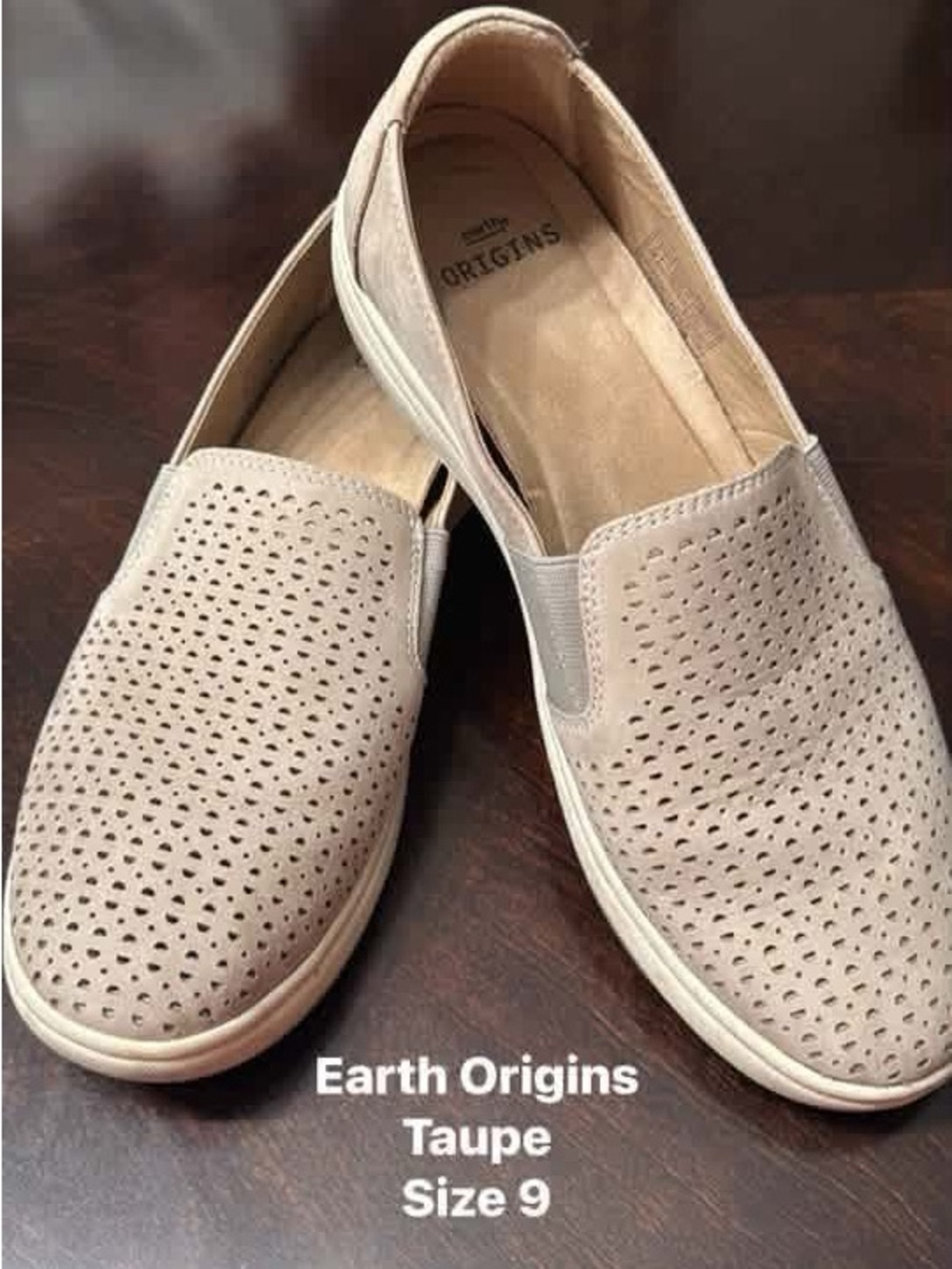 Earth Origins Taupe Perforated Slip-On Flats